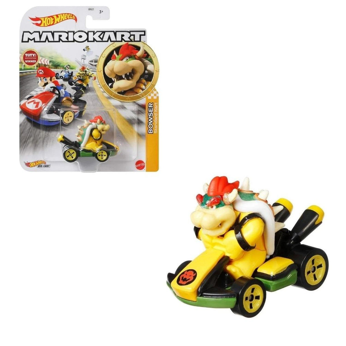Hot Wheels Mario Kart – Véhicule Métal 1/64 Bowser Standard Kart – Neuf, Dès 3 Ans, Collection 2021