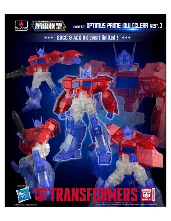 Transformers Optimus Prime IDW Clear Version Furai Model Kit Flame Toys